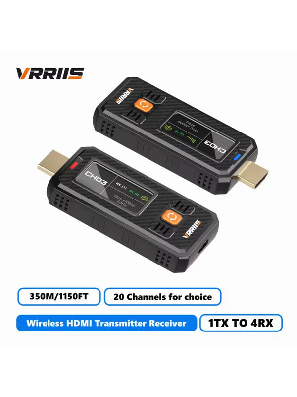 350M HDMI-Compatible Wireless Video Transmitter Receiver Kits HDMI Extender Adapter TV Stick Dongle 1080P for Laptops PC Monitor