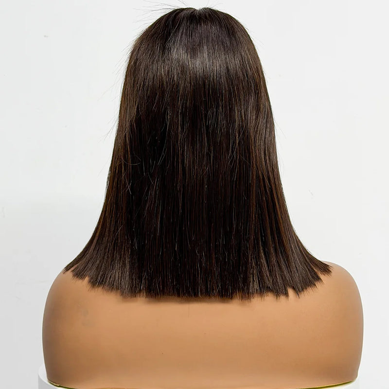 250% Density Bob Straight Human Hair 2X6 Transparent Lace Closure Frontal Human Hair Wigs 100% Human Hair Ginger 99J Colored Wig