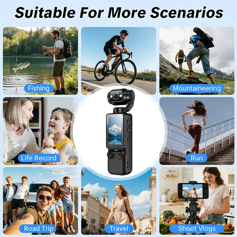 New Pocket3 Pro 4K Sports Action Camera Remote Control 2.0" IPS Screen Portable DV Video Recorder for Cycling Motorcycle Vlog