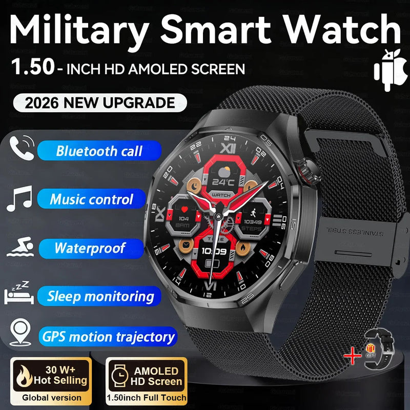 NEW GPS Outdoor fitness NFC Smart Watch 1.5 Inch AMOLED Screen Bluetooth Call IP67 Waterproof Man Smart Watches For Man 2026