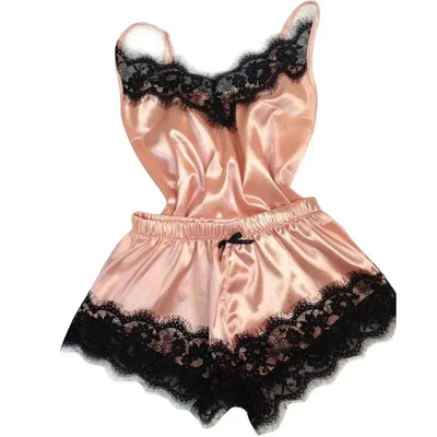 Summer Lace Silk Pajama Set for Women Sleepwear Sexy | SAMAG