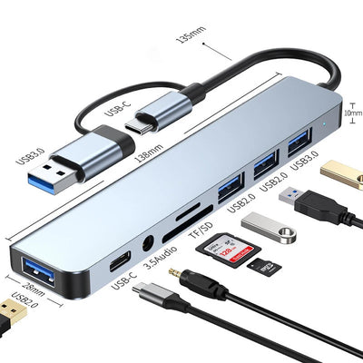 8 in 2 USB +Type C HUB Docking Station with 3.5mm Audio | SAMAG