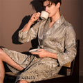 Luxury Jacquard Men's Robe Lingerie Silky Satin Kimono Bathrobe Gown Pajama Spring New Male Sleepwear Homewear Loose Loungewear
