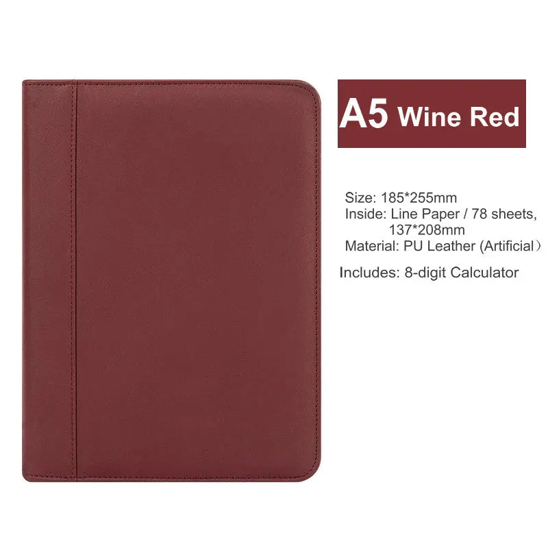 Multifunction Padfolio A5 Binder Notebook Zipper Portfolio With Calculator Personal Business Manager's Folder Office Supplies