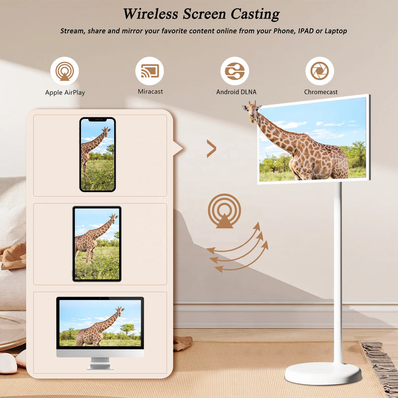 Android Smart Screen Portable Tv with Battery TV 21.5 32 Inch Wireless Movable Interactive Touch Screen Display
