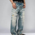 【HME】Men's jeans Street‑Style Distressed Denim Pants | SAMAG