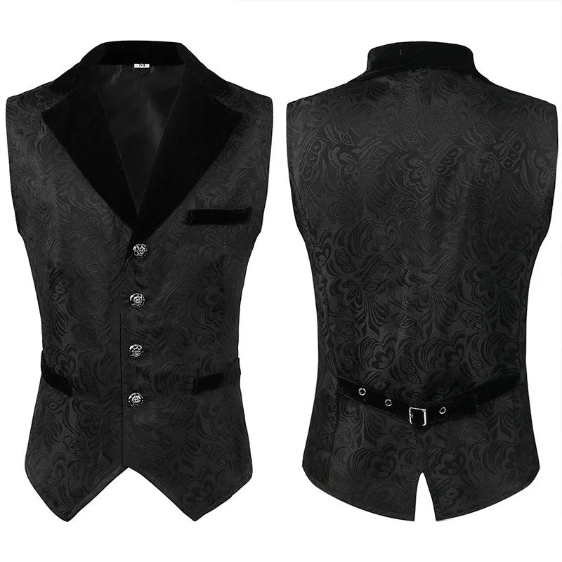 Men's Vests Medieval-Style Vintage Costume Tuxedo Sleeveless Vests European Vintage Stage Halloween Costume Gothic Jacket Set