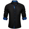 Men's Polyester Cotton Solid Black Shirts Long Sleeve | SAMAG