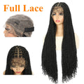 13x4 Lace Frontal Synthetic Braided Wig for Black Women Small Deep Wave Long Brown Wigs Crochet Braiding Wig with Baby Hair