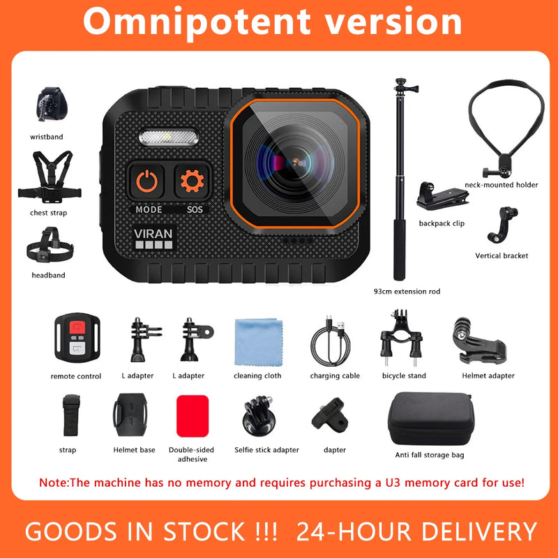 VIRAN SC002 Action Camera 4K With Remote Control Screen Waterproof Sport Camera Drive Recorder Sports Camera Helmet Action Cam