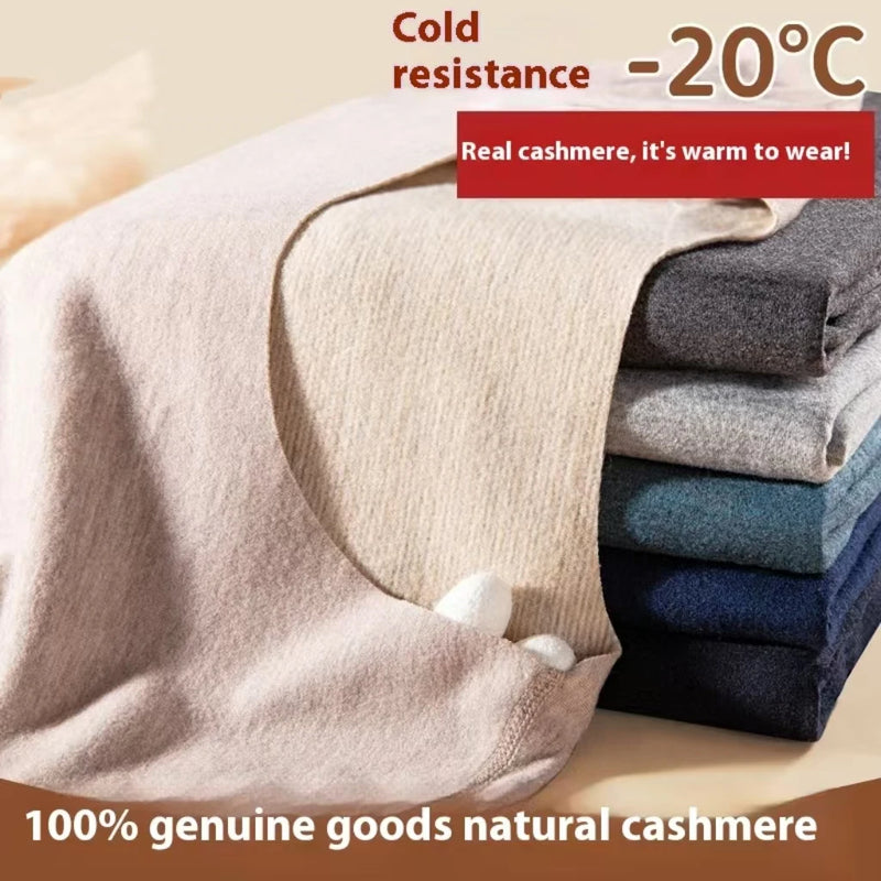 New Cashmere Silk Thermal Underwear Set Men's Non-marking Double-Sided Brushed Wool De Velvet Fall Coat and Pants Homewear