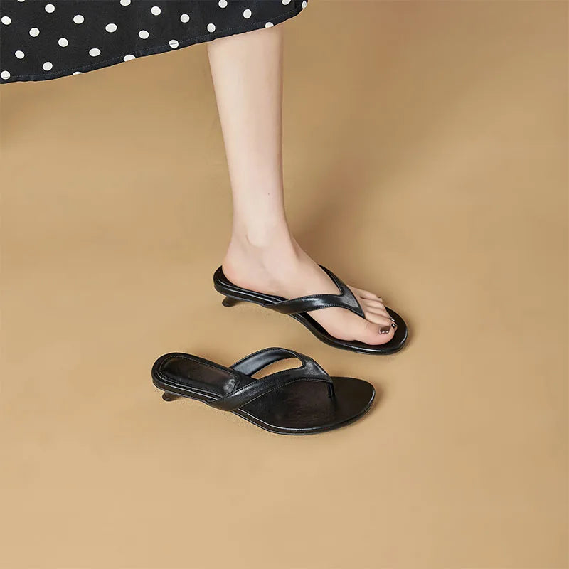 AIYUQI 2026 New Women's Slippers High-Heeled Fashionable Flip-Flops Women Plus Size Summer Round Toe Beach Shoes Girl