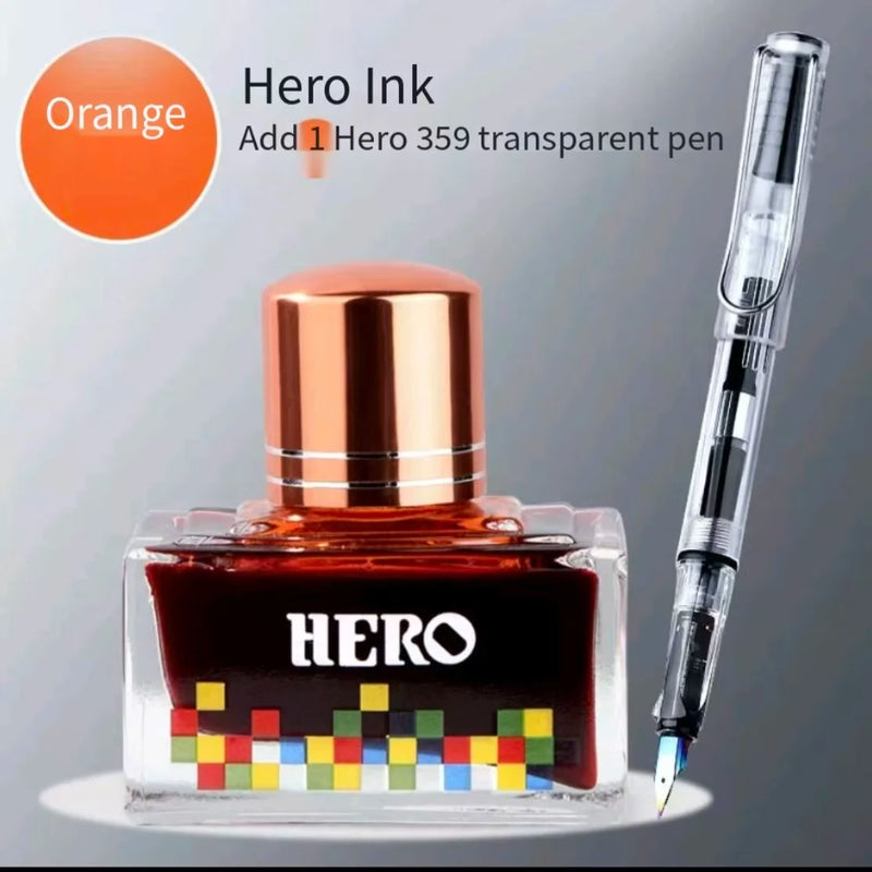 Hero 12 Colors Non-Carbon Ink 40ml Waterproof Quick Dry Fountain Pen Calligraphy Drawing Ink