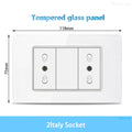 White Tempered Glass Italy USB Type C Smart Fast Charging Wall Socket Plugs Schuko Light Switch Panel Chile TV Sat Computer CAT6