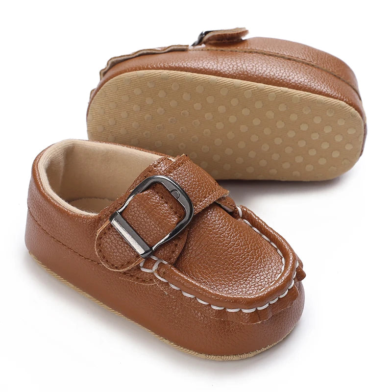Brown Baptismal Baby Shoes For Boys And Girls Casual Soft Soled Non Slip Baby Shoes For 0-18 Months Baby Walking Shoes