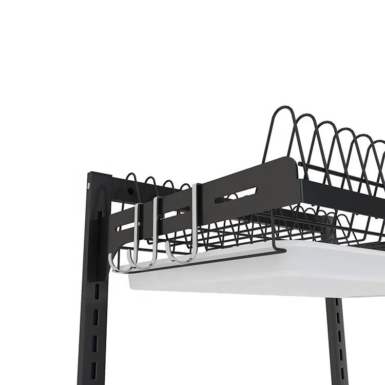 With Water Tray Stainless Steel Black Wall - mounted Three - layer Kitchen Dish Drying Rack - View 4 | SAMAG