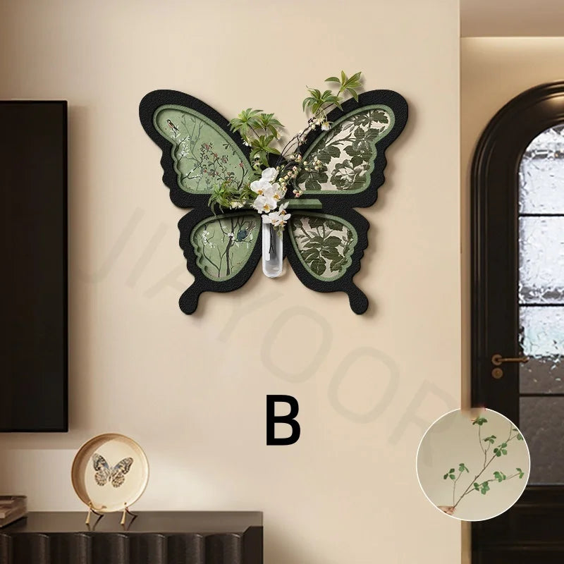 French Butterfly Living Room Decoration Painting Hydroponic Green Plant Hanging Painting Dining Room Sandstone Mural Painting