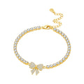Original 925 Sterling Silver Zirconia Tennis Chain Bracelet for Women Adjustable Gold Color Hot Sale Ideal Birthday Party Gifts