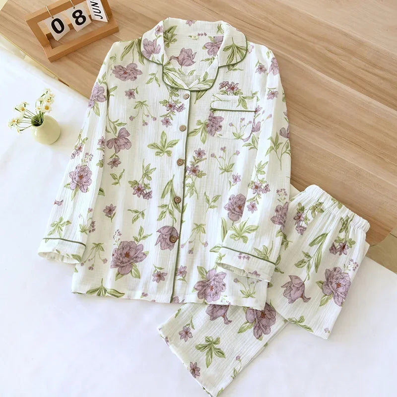 New Large Size Pajamas Women Cotton Crepe Home Service | SAMAG