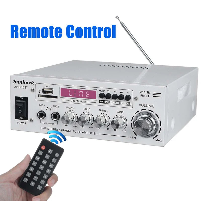 AK35/AV-660BT Audio Power Amplifiers 2 Channel Bluetooth-Compatible HIFI Sound Amplificador 110/220V Home Theater Sound System