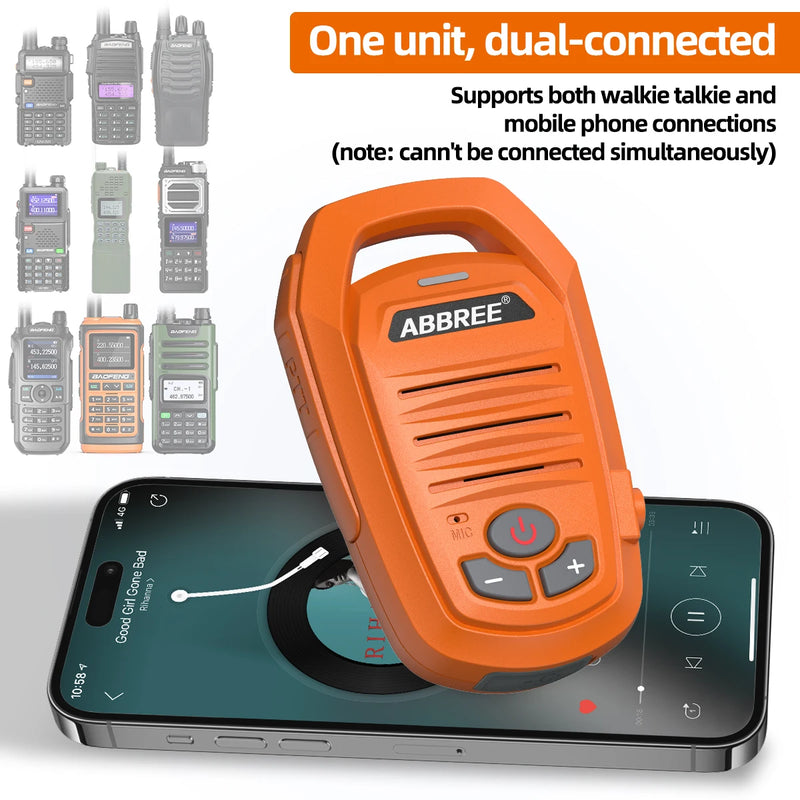 ABBREE Wireless Bluetooth Speaker Microphone Handheld Mic For Baofeng UV-28 UV-21 PRO UV-32 Quansheng UV-K6 TK11 Walkie Talkie
