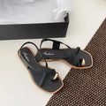 2024 New Women's Summer Outdoor Wear French Style Flat Bottom Sandals High Quality PVC Material Adults Roman Style Slippers
