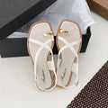2024 New Women's Summer Outdoor Wear French Style Flat Bottom Sandals High Quality PVC Material Adults Roman Style Slippers