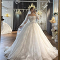 Customized Elegant Strapless Long Sleeve Lace Ball Gown | SAMAG