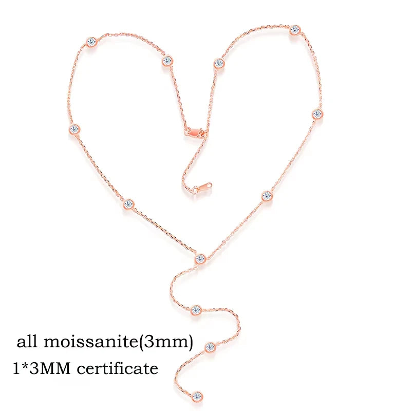 Smyoue 3MM Bubble Classic Moissanite Necklace Pendant for Women 18k Plated Female Pure S925 Silver Jewelry - Visuel 6 | SAMAG