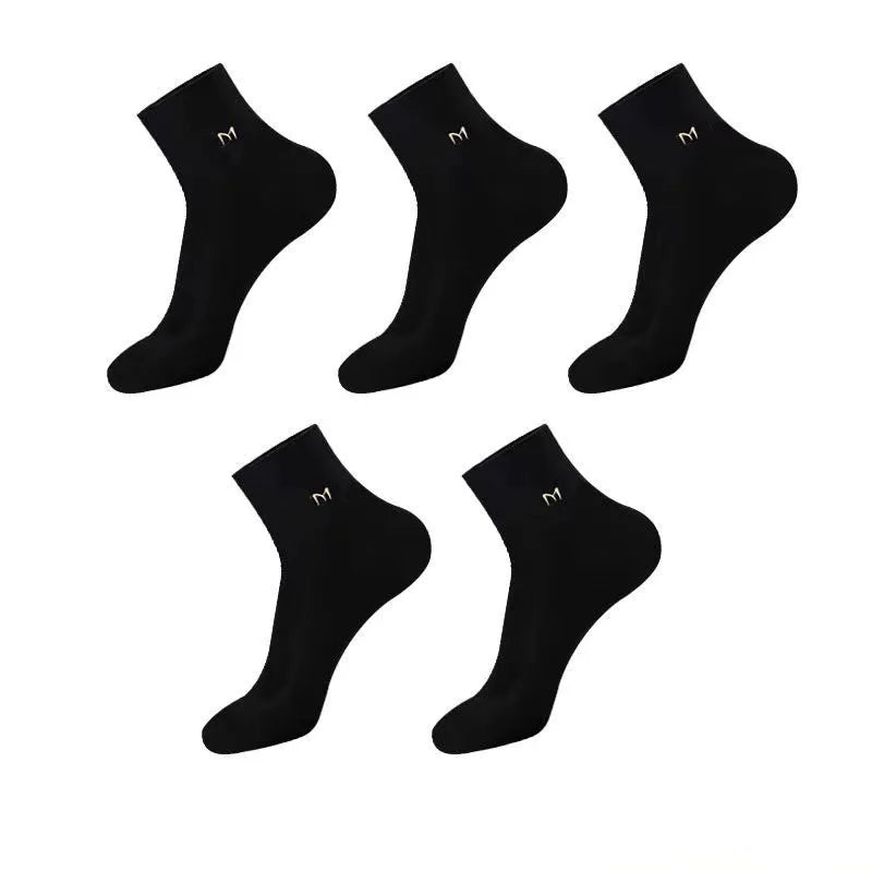 5 Pairs Men's Solid Color Mid Tube Socks Antibacterial | SAMAG