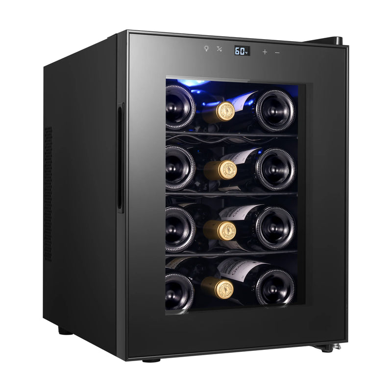 Yeego12 Bottles Wine Cooler 1.17Cu.ft 33L 40-65°F single-zone Thermoelectric cooling Wine Refrigerator YeeGO mini fridge with Blue LED light
