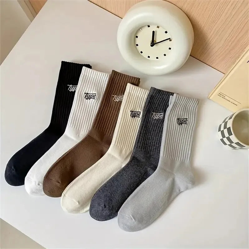 1/6/12 Pairs Men's Anti Odor Sweat Absorbing Crew Socks male Printing Letter Soft Comfortable and Breathable man Casual Socks﻿