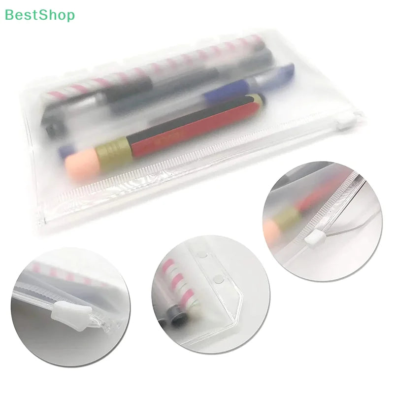 ♥8Pcs Clear A5 A6 A7 Binder Pockets Clear Zipper Folders For 6-Ring Notebook Binder Files Reports Binder