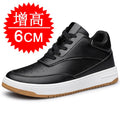 Men's Invisible Height Increasing Elevator Shoes 6cm 8cm 10cm Pure White Light-Weight Lace-up Genuine Leather Sporty Sneakers