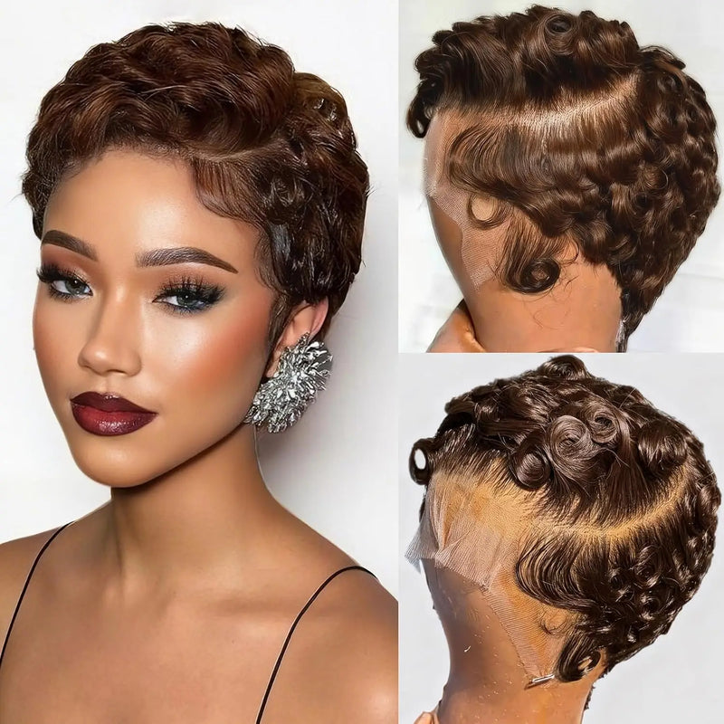 Short Curly Pixie Cut 13x4 Lace Front Wig Human Hair Wigs 13x Lace Frontal Wigs Short Layered Curly wig