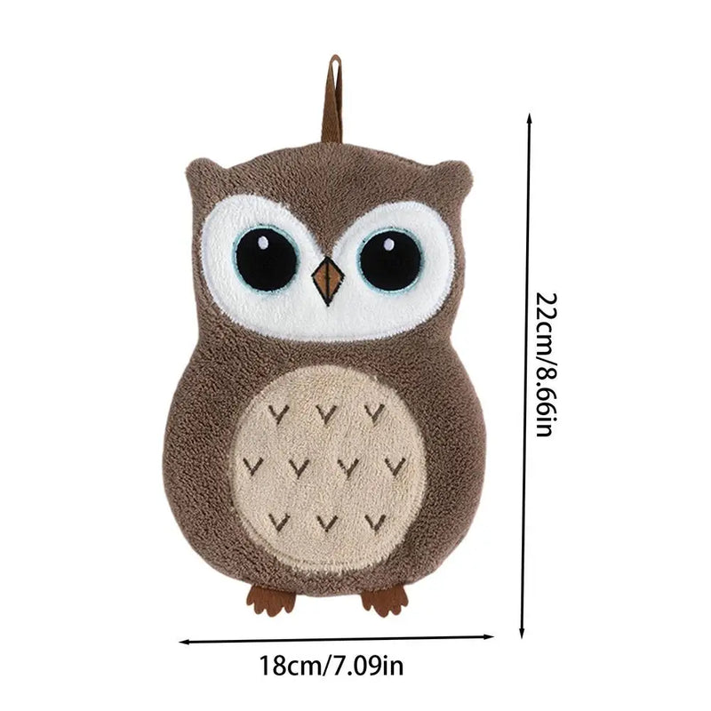 Hand Towel 1PC Cute Owl Hanging Towel Kitchen Hand Towel Bathroom Soft Absorbent Handkerchief Wipe Towel Cartoon Kids Towels