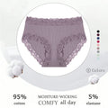 5PCS Seamless Cotton Fabric Panties Women Patchwork Lace Floral Underwear Elastic High Waist Briefs Sexy Female Lingerie S-XXL