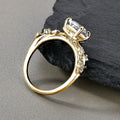 Lnngy Round Cut 8mm Moissanite Engagement Ring for Women 14K Gold Filled Leaf Design Twist Shank Rings Exquisite Jewelry Gift