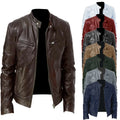 Business Style PU Leather Jacket Stand Collar Slim Fit Zipper Coat Multiple Colors Autumn New Arrival Fashion Urban Outerwear