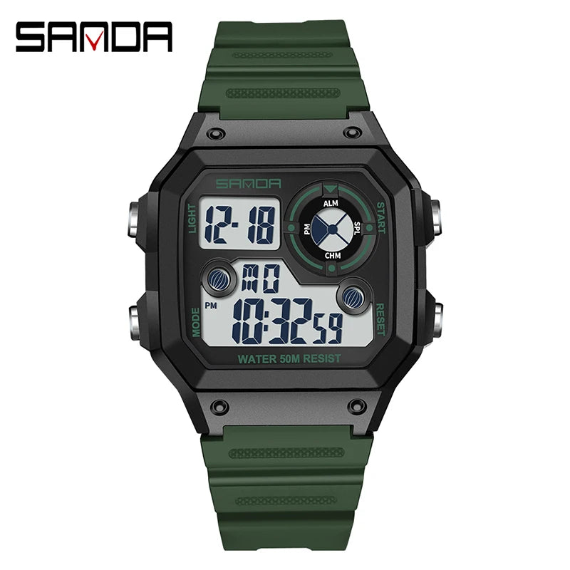 2026 SANDA 418 New Outdoor Sports Watch Men's Waterproof Countdown Digital Watch Military Men's Electronic Watch