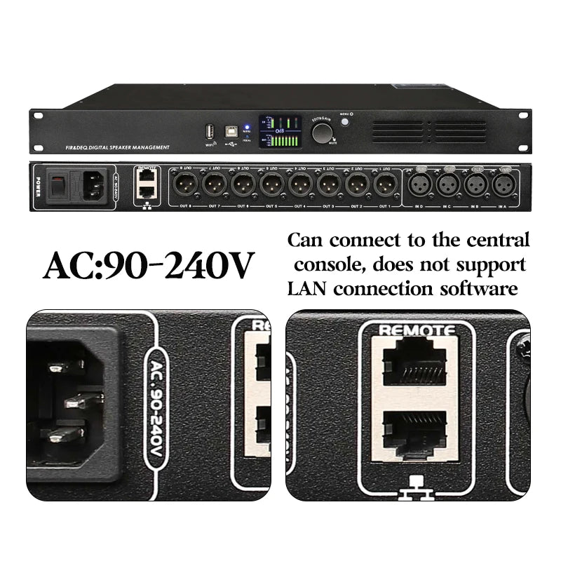 Paulkitson DA48 Professional Digital Audio Processor 4 IN 8 OUT With FIR 96Khz or 192Khz DSP Speaker Management System WIFI