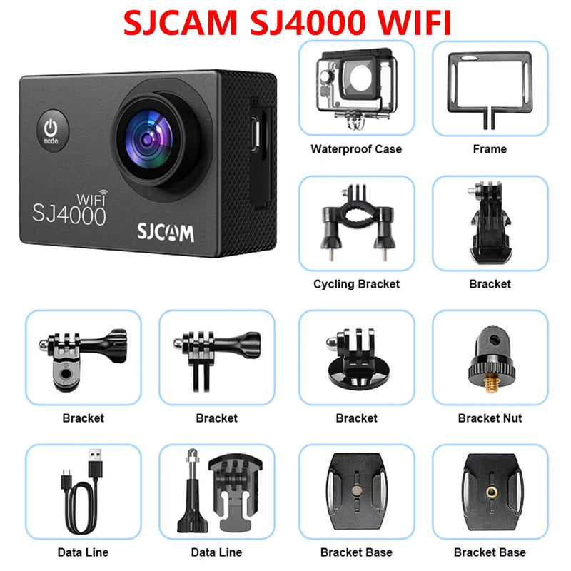 SJCAM SJ4000 Kids Action Camera,WIFI AIR Dual Screen 4K Cam,Square Box Action Camera,Supports 30M Waterproof Case,Latest Version