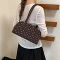 Fashion Polka Dot Printed Shoulder Bag Retro Matte PU Boston Bag Exquisite Versatile Commuter Underarm Bowling Bag Women Handbag