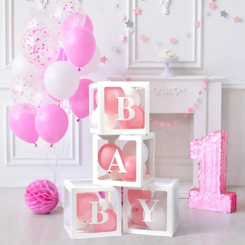 Transparent Letter Balloon Box Baby Shower Decorations Happy Birthday Wedding EID Decor 1st Birthday Party Supplies Balloon Box