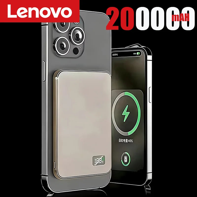 Lenovo 500000mAh Thin Magnetic Wireless Power Bank PD22.5W Fast Charging Portable External Battery for Magsafe For iPhone Huawei