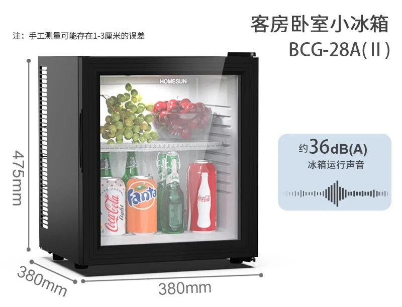 ClX Household Bedroom Mini Small Ice Bar Transparent Refrigerated Fresh-keeping Small Refrigerator