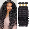 Deep Wave Human Hair Bundles Curly Hair 40Inch Brazilian Weaving Raw Virgin Unprocessed Double Weft Hair Bundles Extensions