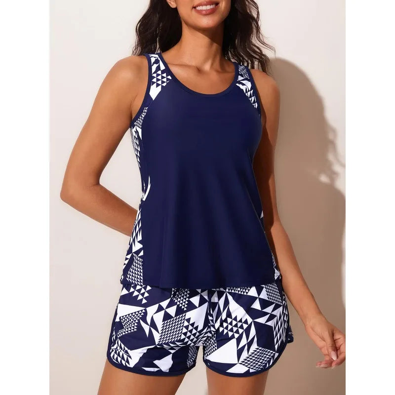 Strappy Tankini Set Two Pieces Women Printed Swimsuit | SAMAG