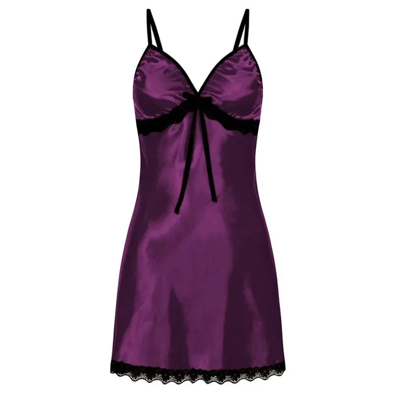 Lace Silk Satin Sleepwear Women Sexy Lingerie Night Dress | SAMAG