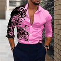 Men'S Stylish Red Floral Print Dress Shirt - Casual Long | SAMAG
